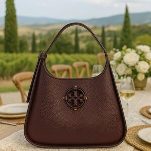 NEW Tory Burch Miller Burgundy Convertible Small Hobo/Shoulder Bag/Crossbody Bag